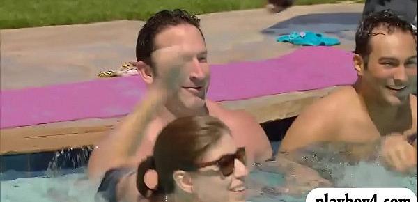  Swingers having fun and oral sex in swimming pool
